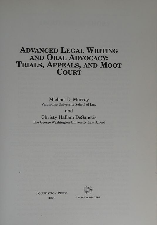 Advanced legal writing and oral advocacy cover