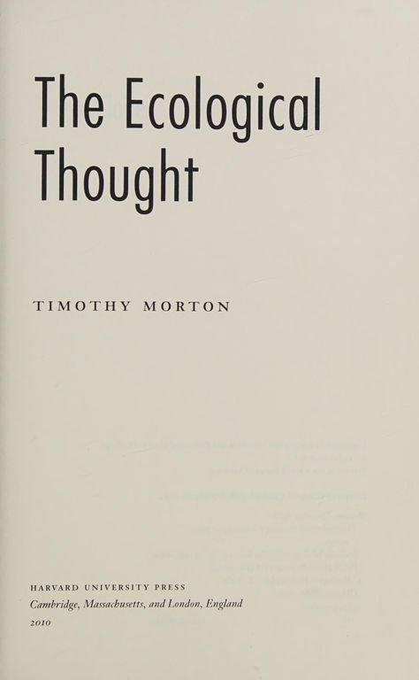 The ecological thought cover