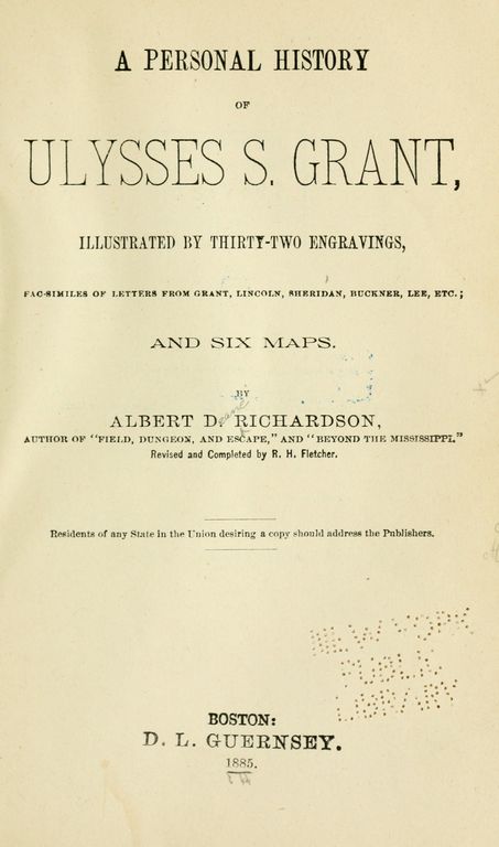 A personal history of Ulysses S. Grant cover