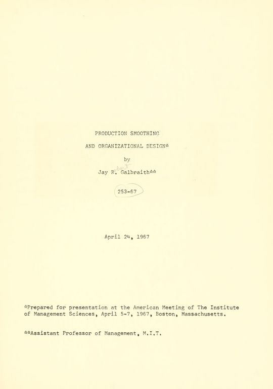 Production smoothing and organizational design cover