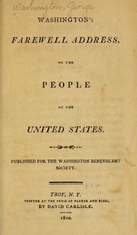 Farewell address cover