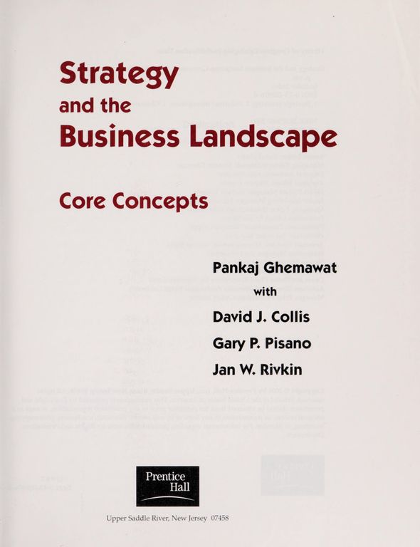 Strategy and the business landscape cover