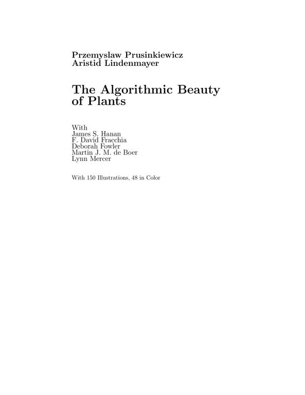 The algorithmic beauty of plants cover