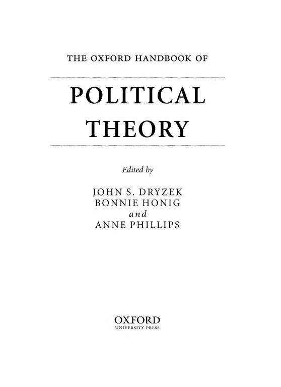 The Oxford handbook of political theory cover