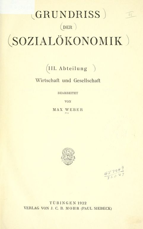 Wirtschaft und Gesellschaft cover