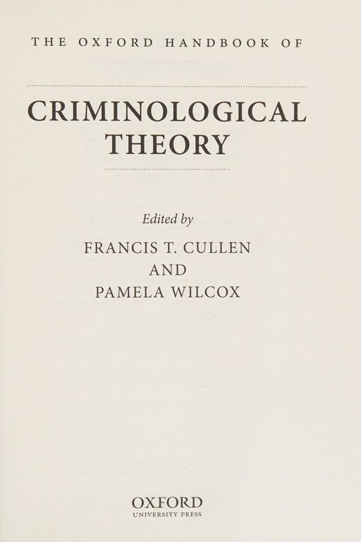 The Oxford handbook of criminological theory cover