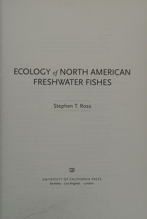 Ecology of North American Freshwater Fishes cover