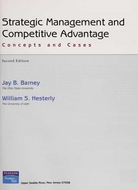 Strategic management and competitive advantage cover