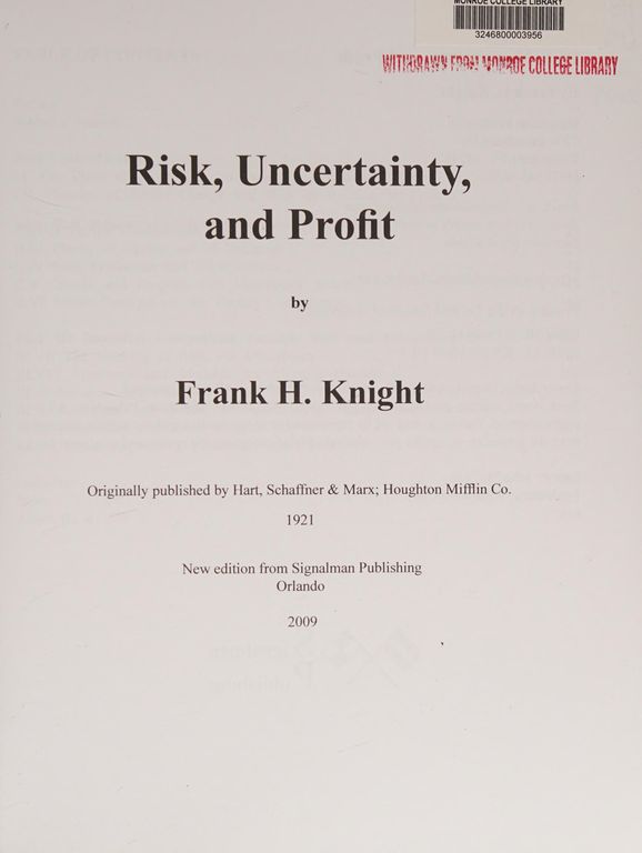 Risk, uncertainty and profit cover