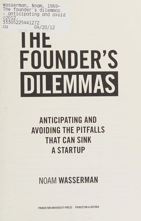 The founder's dilemmas cover