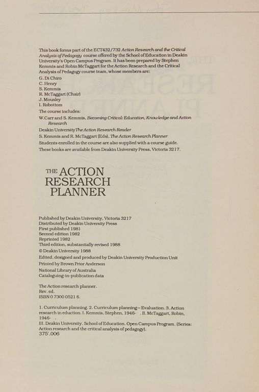 Action Research Planner cover