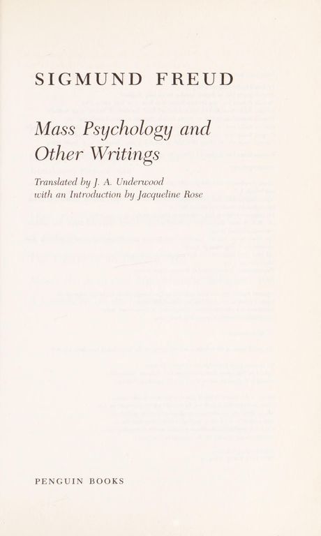 Mass psychology and other writings cover